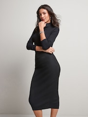Black Tailored Midi Pencil Skirt - Image 1 of 5