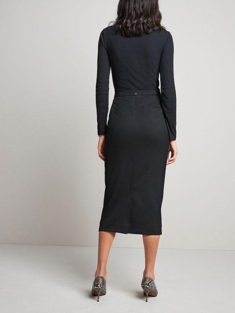 Black Tailored Midi Pencil Skirt - Image 2 of 5
