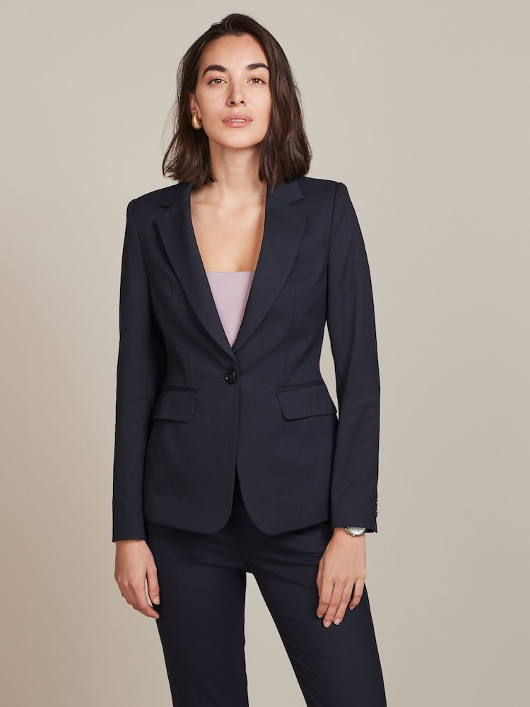 Navy Blue Tailored Single Breasted Jacket - Image 1 of 6 Navy Blue Tailored Single Breasted Jacket - Image 1 of 6