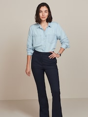 Navy Blue Tailored Bootcut Trousers - Image 1 of 6