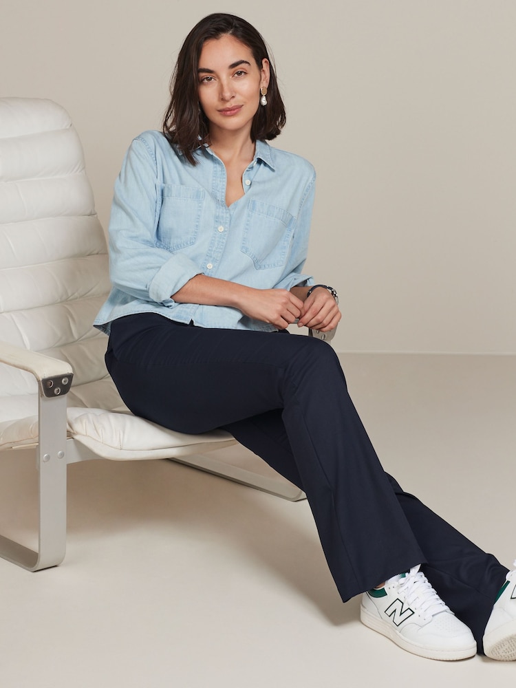 Navy Blue Tailored Bootcut Trousers - Image 2 of 6