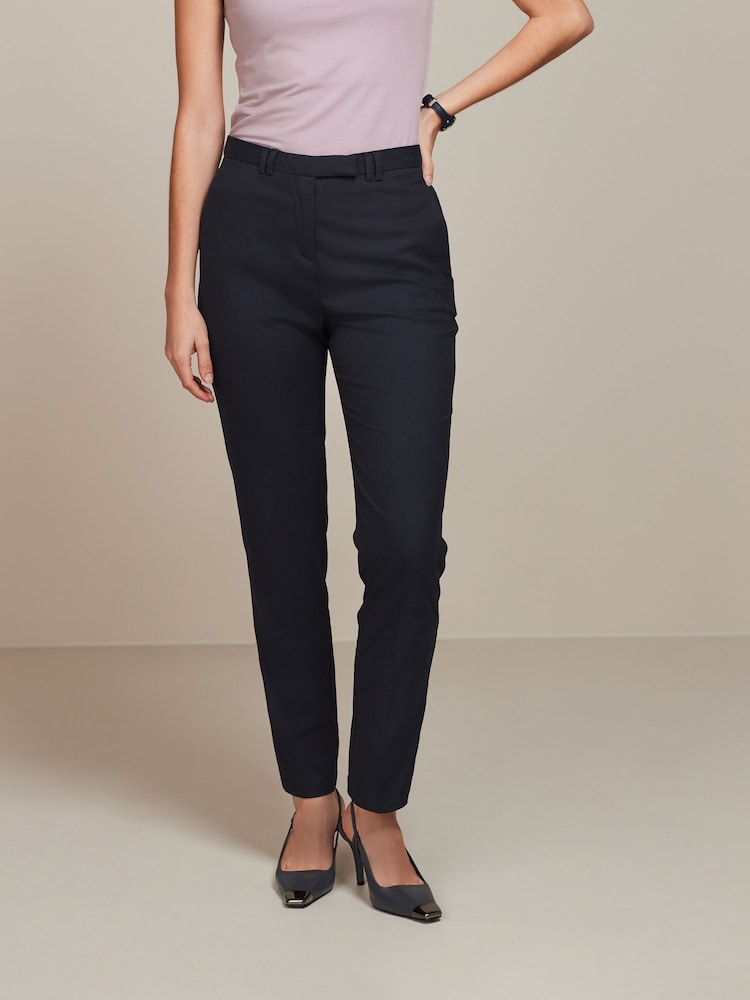 Navy Blue Slim Tailored Trousers - Image 2 of 5