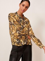 Ochre Yellow Butterfly Trim Detail Button Front Top - Image 1 of 5