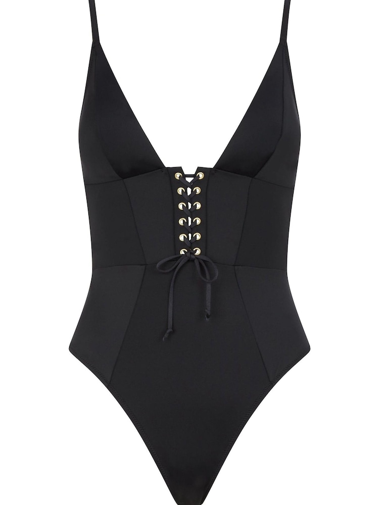Ann Summers Black Catalina Soft Lace-Up Swimsuit - Image 4 of 4