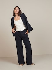 Navy Blue Tailored Wide Leg Trousers - Image 1 of 5
