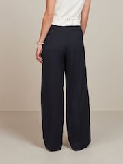 Navy Blue Tailored Wide Leg Trousers - Image 3 of 5