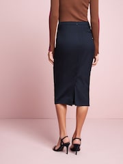 Navy Blue Tailored Midi Pencil Skirt - Image 2 of 6