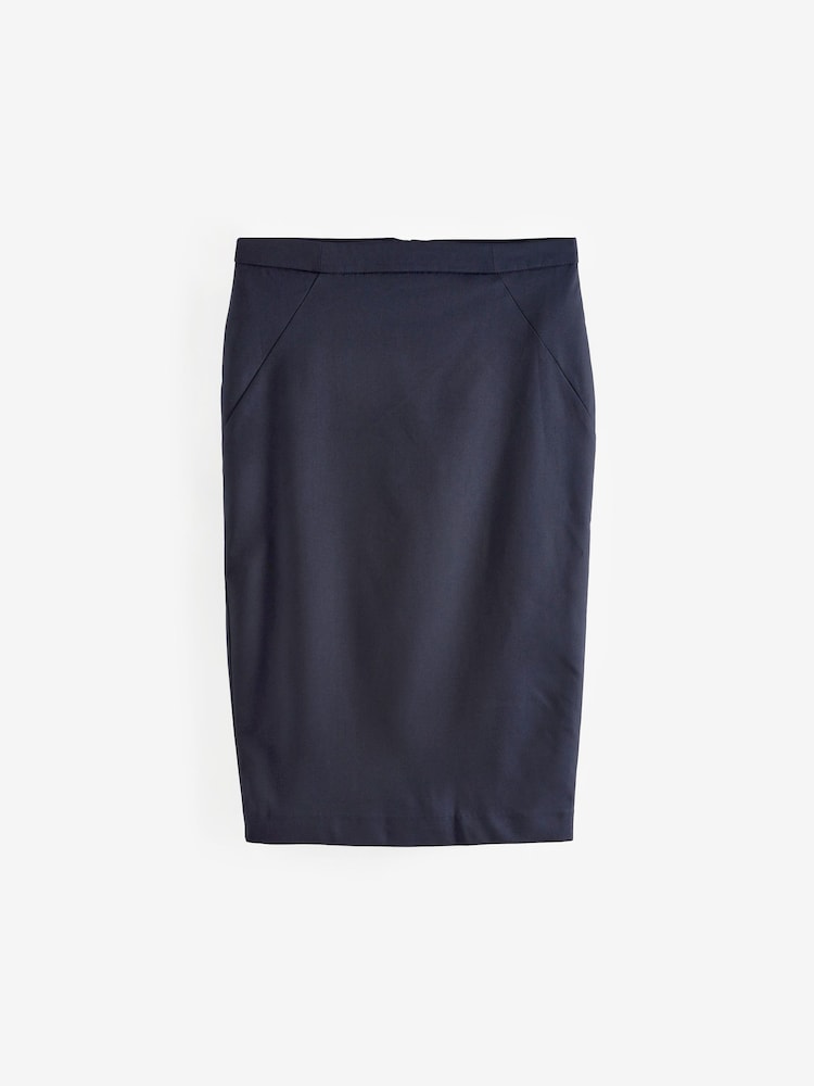 Navy Blue Tailored Midi Pencil Skirt - Image 6 of 6