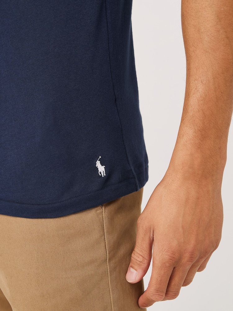 Polo Ralph Lauren Blue/Grey Slim 100% Cotton T-Shirts 3 Pack - Image 4 of 7