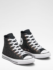 Converse Black Converse Glitter High Top Trainers - Image 3 of 6