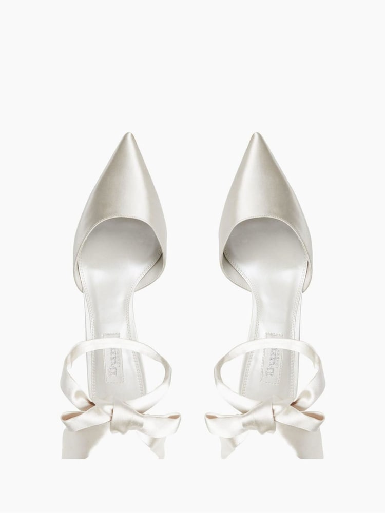 Dune London White Satin Daliah Ankle Tie Wedding Shoes - Image 4 of 4