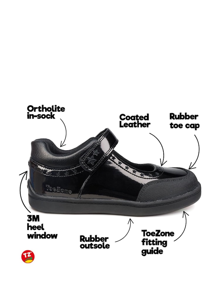 Toezone Black Sommer The School Shoe With Friendly Ortholite Insock - Image 6 of 6