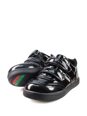 Toezone Gina Black Patent Brogue Rip Tape Fastening School Shoes - Image 2 of 9