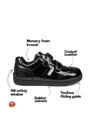 Toezone Gina Black Patent Brogue Rip Tape Fastening School Shoes - Image 7 of 9