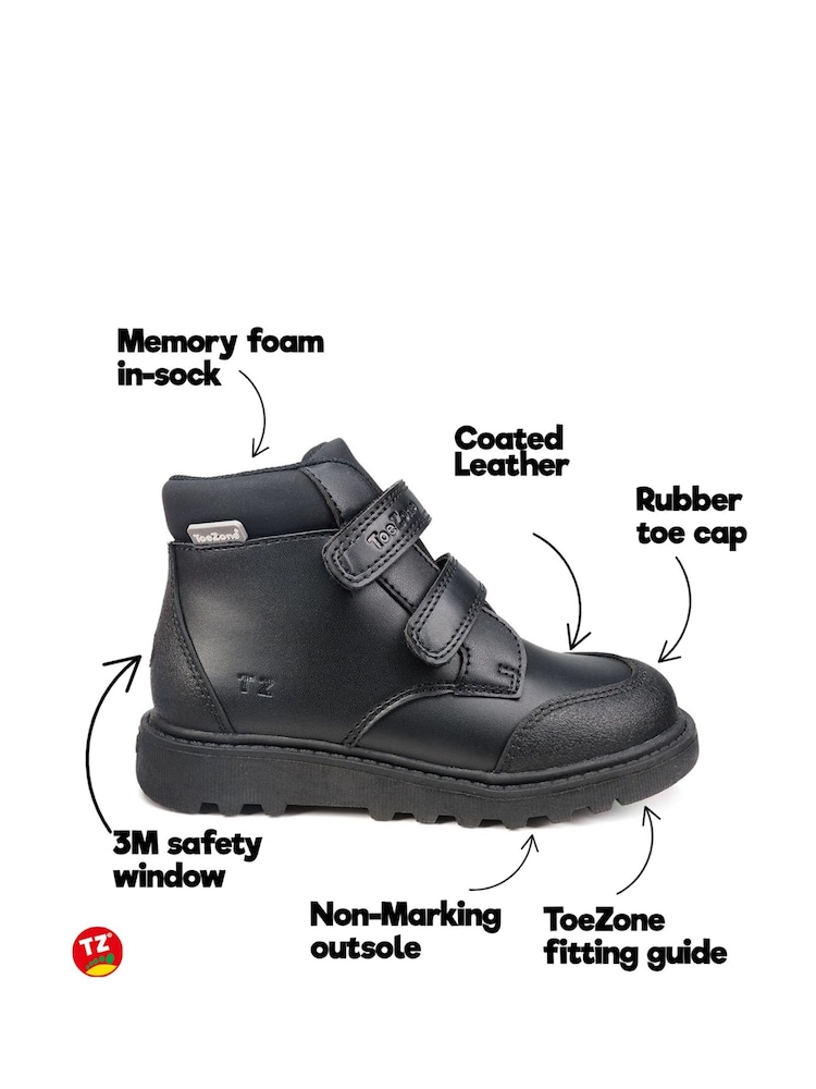 Toezone Felix Black Rip Tape Fastening Boots - Image 6 of 6