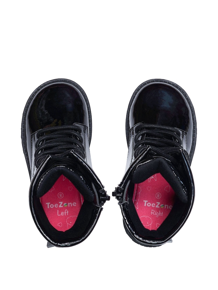 Toezone Black Emily Side Zip Patent Boots - Image 2 of 6