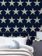 Navy Blue Stars Wallpaper Sample Paste The Wall - Image 1 of 3