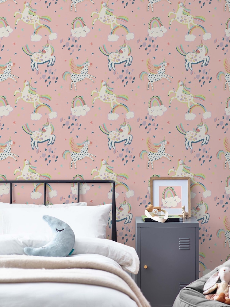 Pink Party Unicorn Paste The Wall A4 Wallpaper Sample - Image 1 of 3