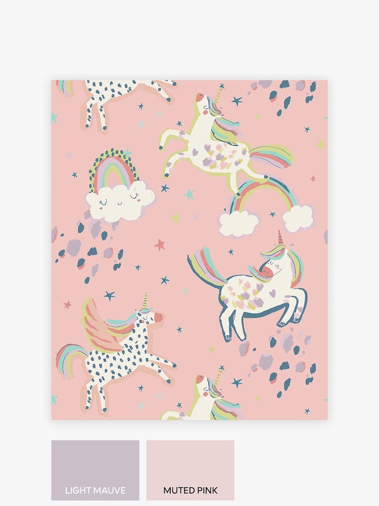 Pink Party Unicorn Paste The Wall A4 Wallpaper Sample - Image 3 of 3