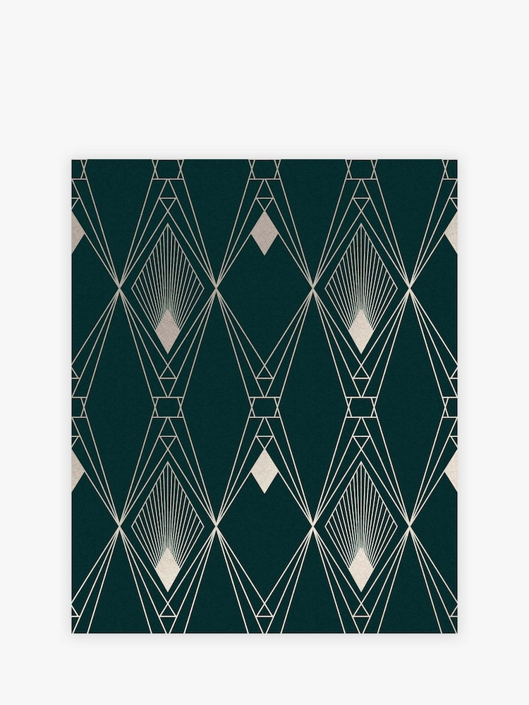Blue Deco Geometric A4 Wallpaper Sample - Image 2 of 3 Blue Deco Geometric A4 Wallpaper Sample - Image 2 of 3