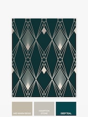 Blue Deco Geometric A4 Wallpaper Sample - Image 3 of 3