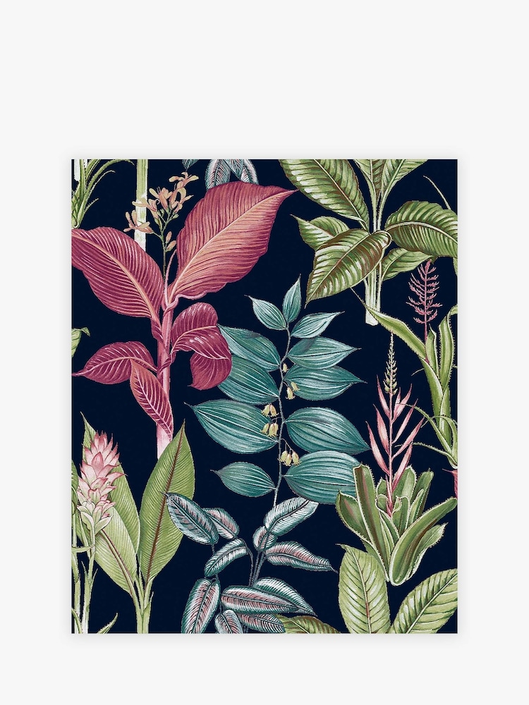 Blue Fantasy Rainforest Leaves Multi A4 Wallpaper Sample - Image 2 of 3
