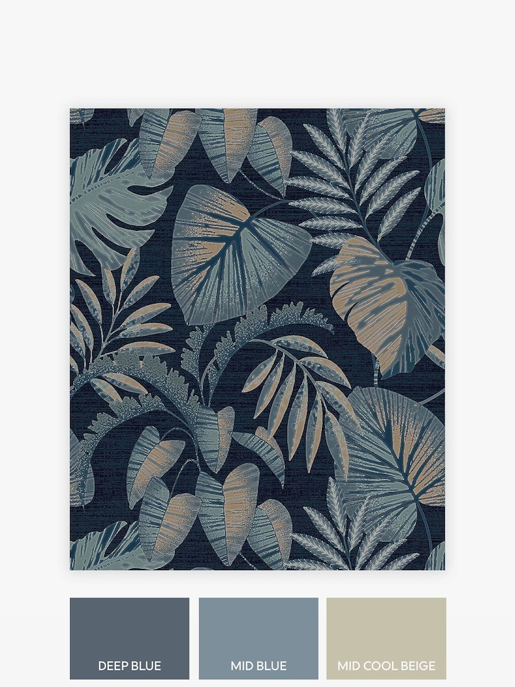 Navy Jungle Leaves A4 Wallpaper Sample - Image 3 of 3 Navy Jungle Leaves A4 Wallpaper Sample - Image 3 of 3