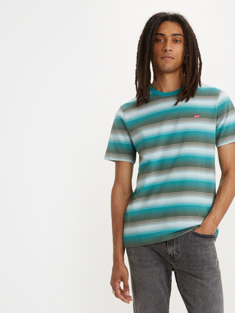 Levi's® Green/Blue Slate Original Housemark Stripe T-Shirt - Image 1 of 4