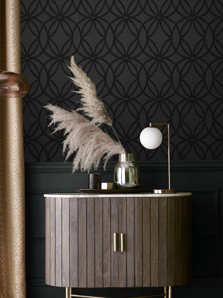 Charcoal Geometric Luxe A4 Wallpaper Sample - Image 1 of 3