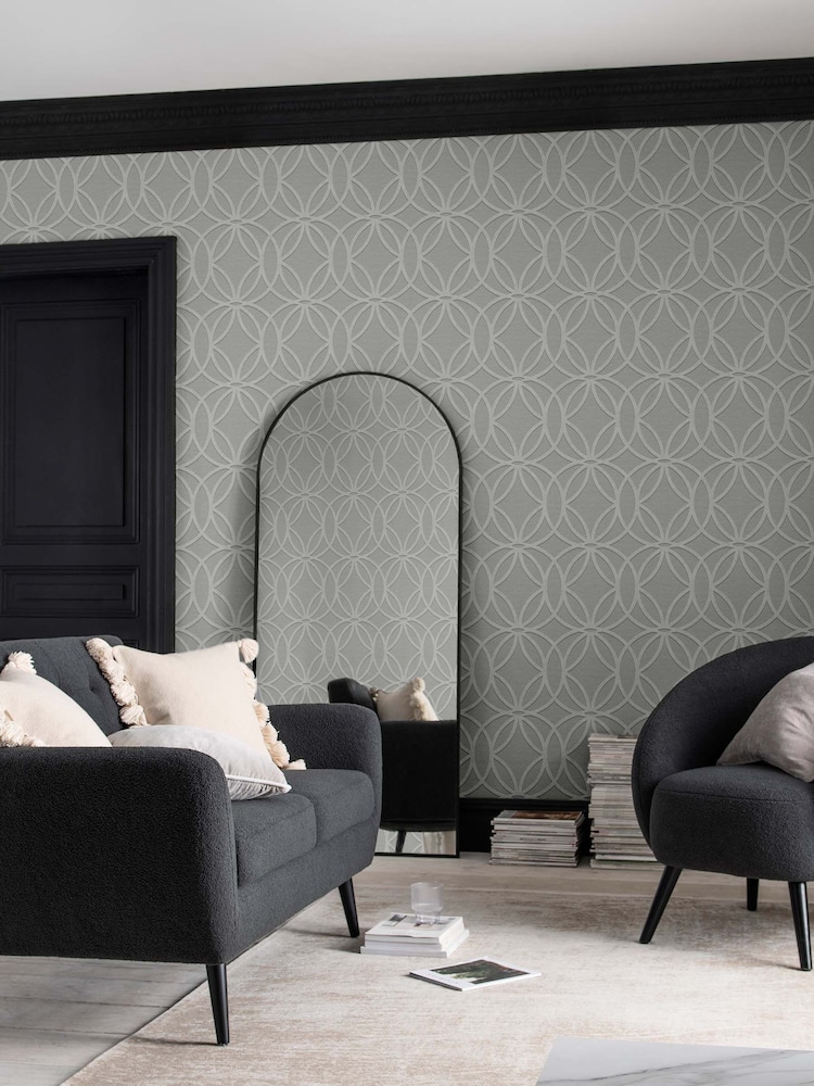 Grey Geometric Luxe A4 Wallpaper Sample - Image 1 of 3