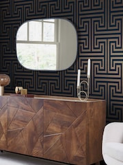 Navy Chic Geometric Fretwork A4 Wallpaper Sample - Image 1 of 3