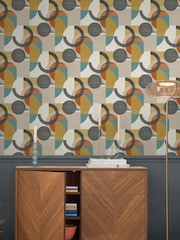Orange Retro Geometric Shapes A4 Wallpaper Sample - Image 1 of 3