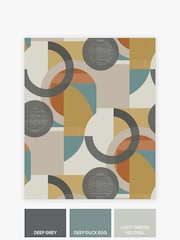 Orange Retro Geometric Shapes A4 Wallpaper Sample - Image 3 of 3