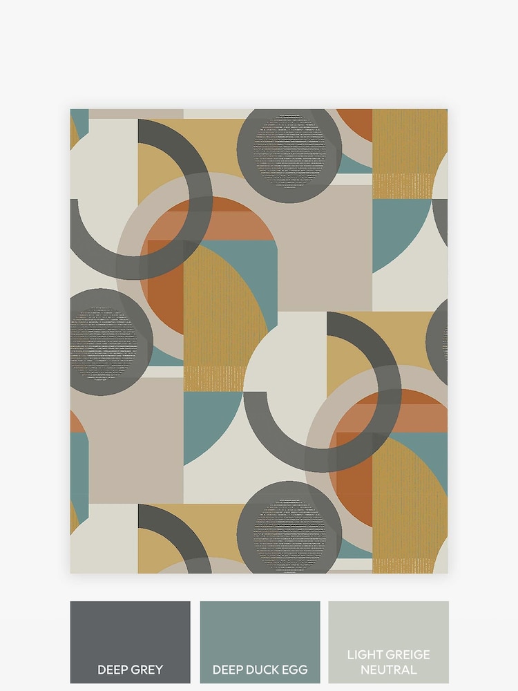 Orange Retro Geometric Shapes A4 Wallpaper Sample - Image 3 of 3