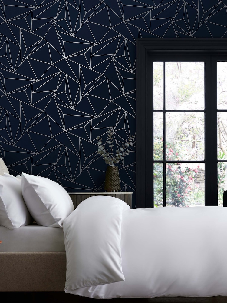 Navy Blue Abstract Geo A4 Wallpaper Sample - Image 1 of 3