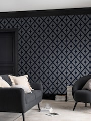 Navy Chic Geometric Diamond A4 Wallpaper Sample - Image 1 of 3