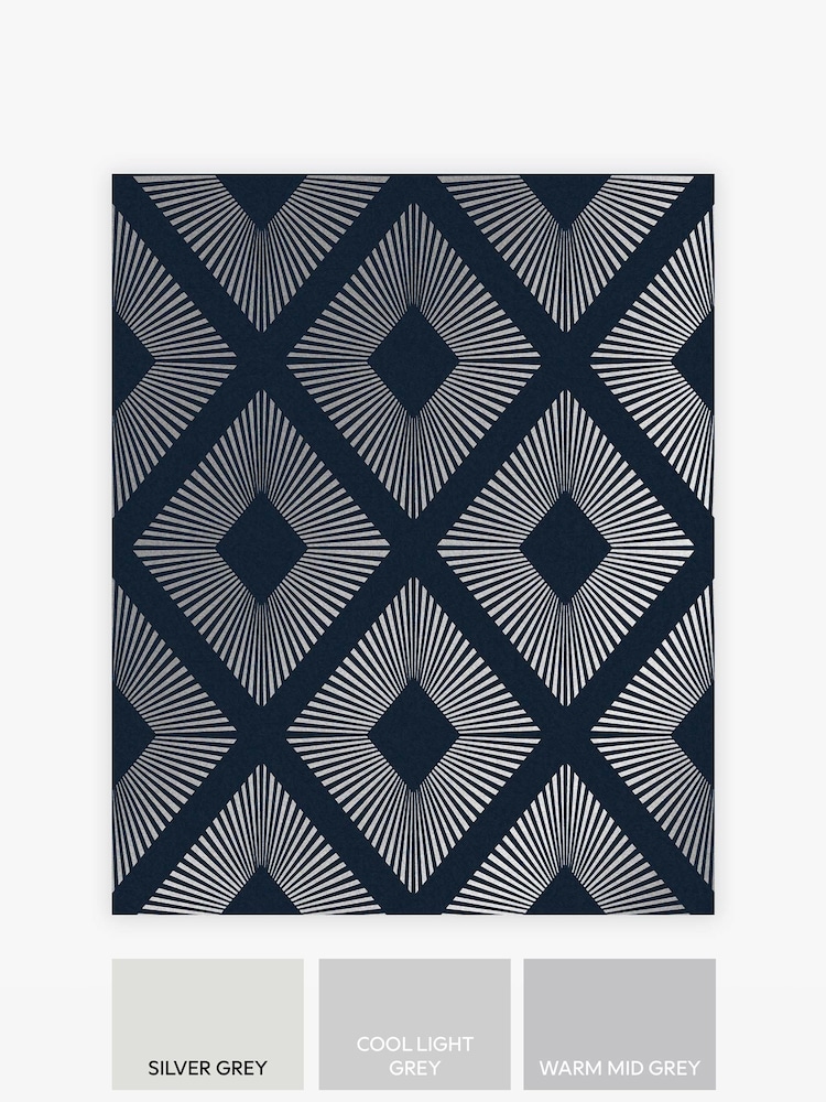 Navy Chic Geometric Diamond A4 Wallpaper Sample - Image 3 of 3