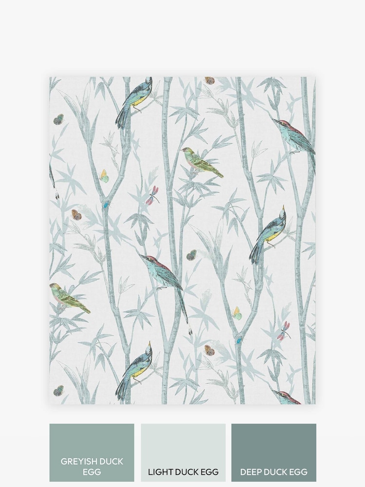 Blue Chinoiserie Bird A4 Wallpaper Sample - Image 2 of 3