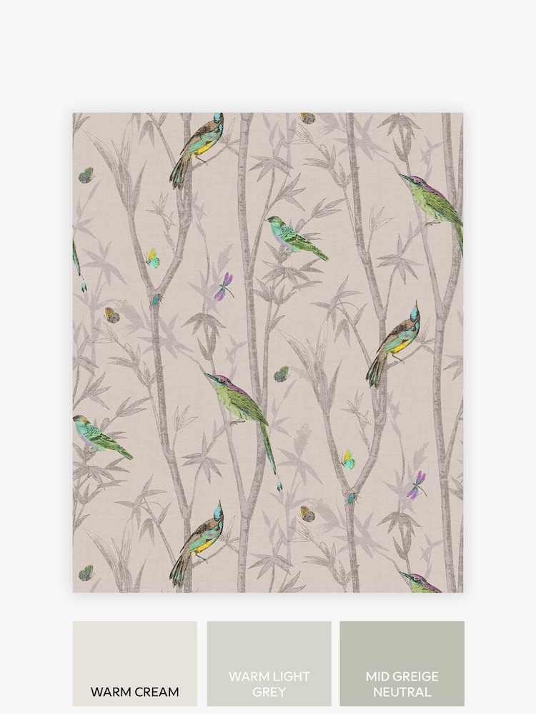 Natural Chinoiserie Bird A4 Wallpaper Sample - Image 3 of 3