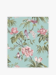 Duck Egg Blue Birds & Blooms Paste The Wall A4 Wallpaper Sample - Image 2 of 3