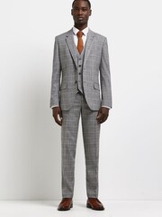 River Island Grey Grid Check Waistcoat - Image 3 of 4
