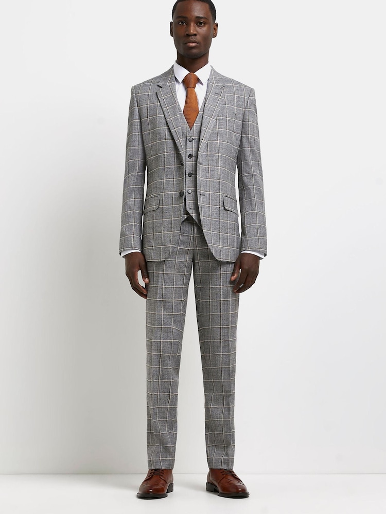 Gilet River Island gris quadrillé à carreaux - Image 3 of 4