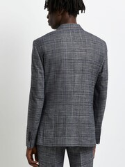 River Island Navy Blue SB2 Notch Scratchy Check Jacket - Image 2 of 4