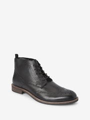 Black Leather Brogue Ankle Boots - Image 3 of 5