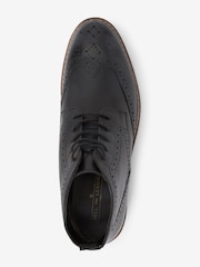 Black Leather Brogue Ankle Boots - Image 4 of 5