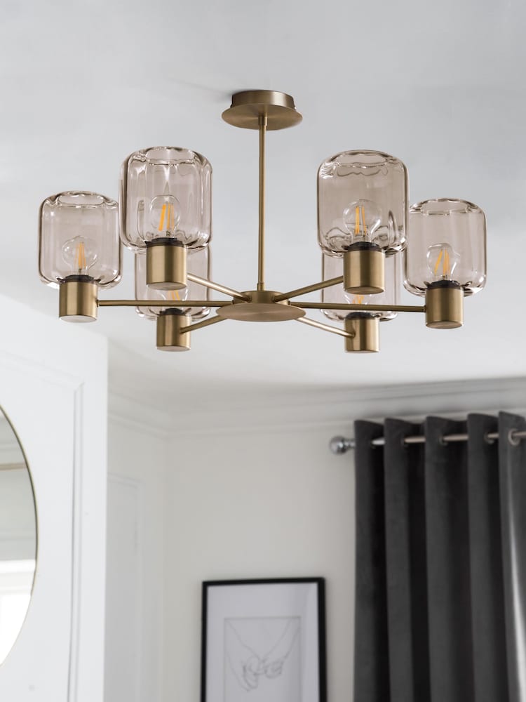 Smoke Grey Jensen 6 Light Flush Ceiling Light - Image 2 of 7