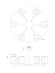 Smoke Grey Jensen 6 Light Flush Ceiling Light - Image 4 of 7