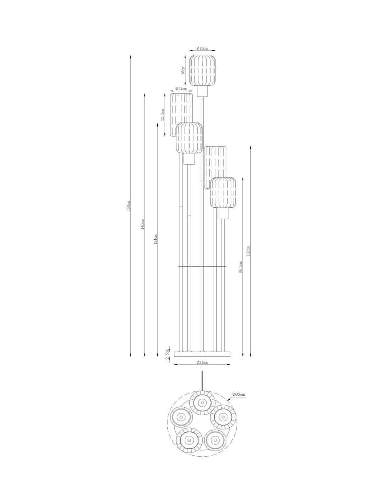 Smoke Grey Jensen 5 Light Floor Lamp - Image 6 of 6