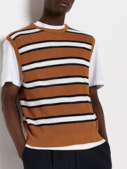 Pull River Island à grosse maille orange rayé - Image 1 of 4