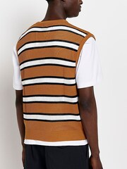 Pull River Island à grosse maille orange rayé - Image 2 of 4